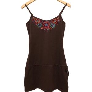 Chocolate embroidered mini dress-swimsuit cover-up